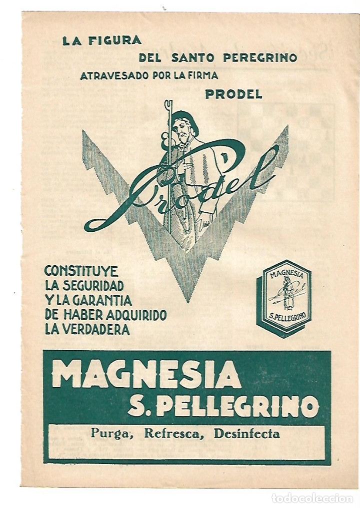Collezionismo: A&Ntilde;O 1932 RECORTE PRENSA PUBLICIDAD MAGNESIA SAN PELLEGRINO FIRMA PRODEL