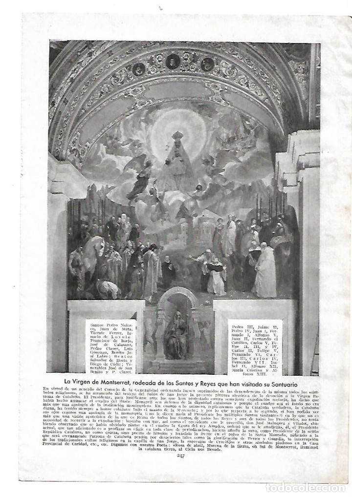 Colecionismo: A&Ntilde;O 1932   SACADA LA PINTURA VIRGEN DE MONTSERRAT DEL SALON SAN JORGE DE LA GENERALITAT CATALU&Ntilde;A