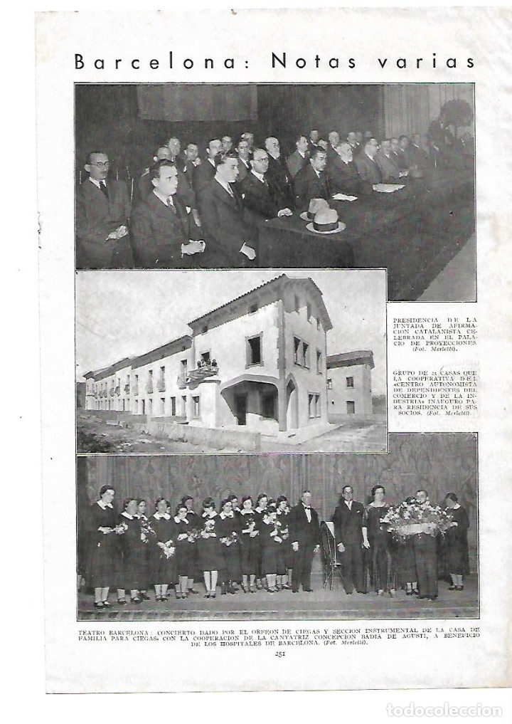 Colecionismo: A&Ntilde;O 1932 RECORTE PRENSA TEATRO BARCELONA CONCIERTO ORFEON DE CIEGAS CONCEPCION BADIA DE AGUSTI