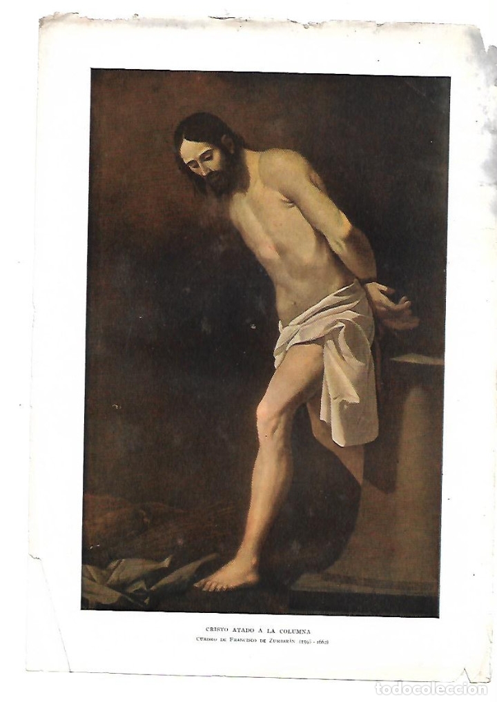 Coleccionismo: A&Ntilde;O 1932 RECORTE PRENSA PINTURA LAMINA REPRODUCCION ZURBARAN CRISTO ATADO A LA COLUMNA