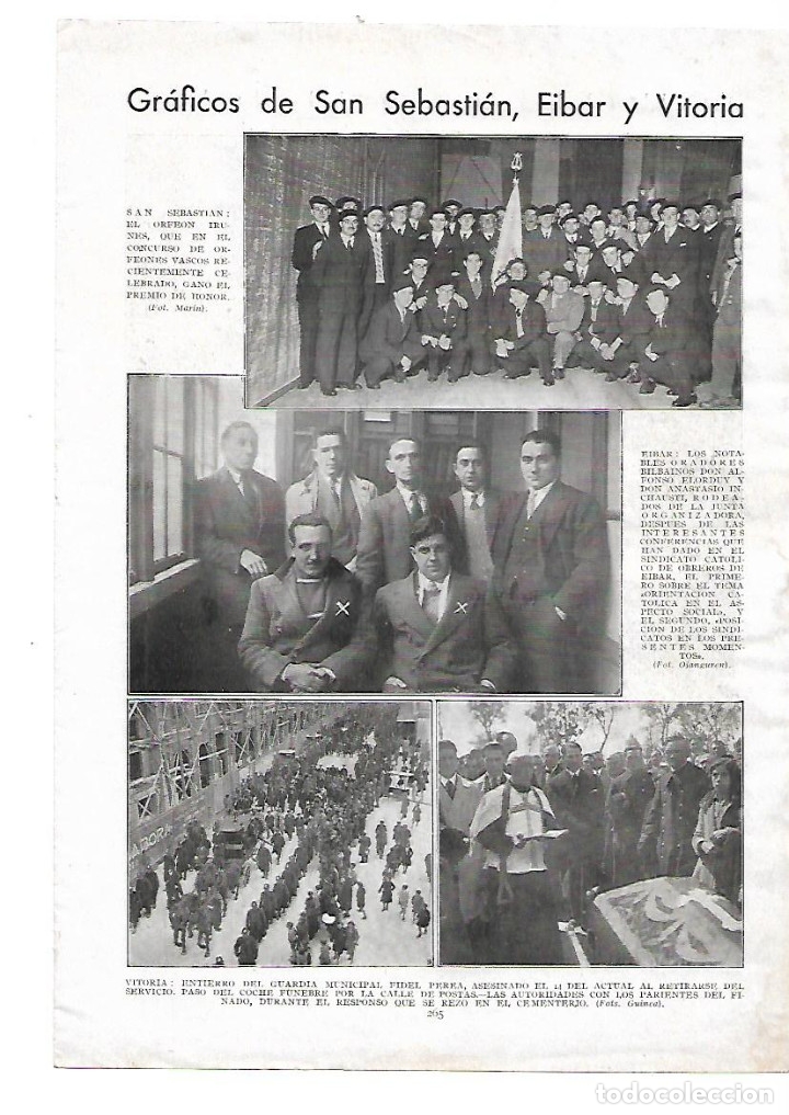Collezionismo: A&Ntilde;O 1932 RECORTE PRENSA SAN SEBASTIAN ORFEON IRUNES GANADOR PREMIO HONOR CONCURSO ORFEONES VASCOS
