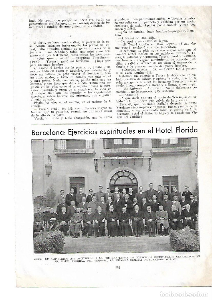 Collecting paper: A&Ntilde;O 1933 RECORTE PRENSA BARCELONA EJERCICIOS ESPIRITUALES EN HOTEL FLORIDA TIBIDABO