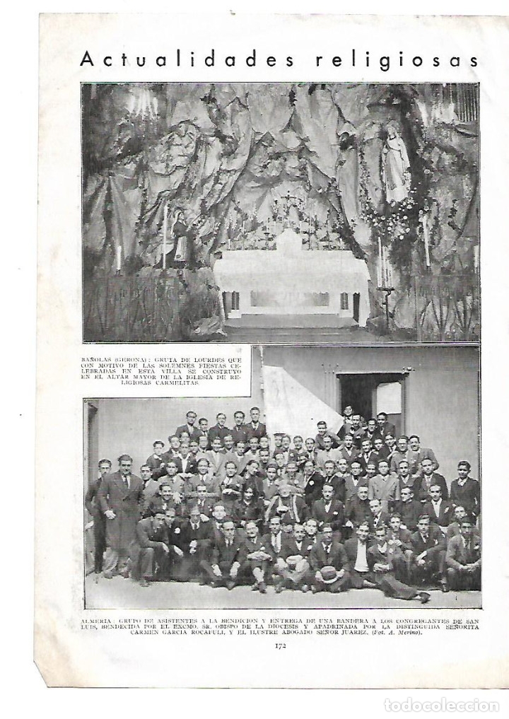 Collezionismo: A&Ntilde;O 1933 RECORTE PRENSA ALMERIA BENDICION BANDERA CONGREGANTES DE SAN LUIS CARMEN GARCIA ROCAFULL