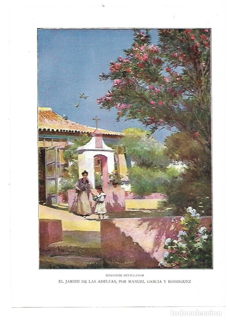 Collezionismo: A&Ntilde;O 1914 RECORTE PRENSA PINTURA  REPRODUCCION SEVILLA JARDIN DE LAS ADELFAS MANUEL GARCIA RODRIGUEZ