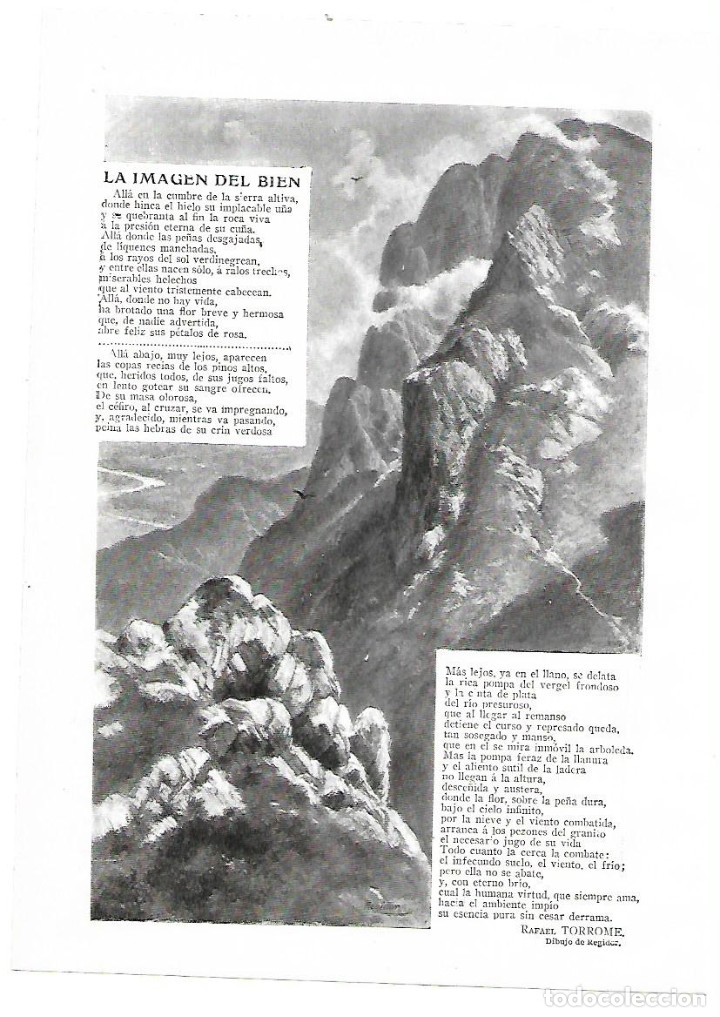 Coleccionismo: A&Ntilde;O 1914 RECORTE PRENSA POESIA LA IMAGEN DEL BIEN POR RAFAEL TORROME DIBUJO DE REGIDOR