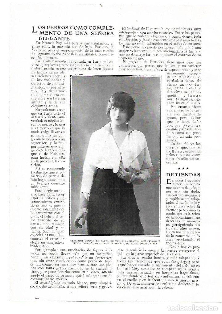 Collezionismo: A&Ntilde;O 1914 RECORTE PRENSA MODA MUJER BLUSA MUSELINA MAISON ROYALE DE PARIS