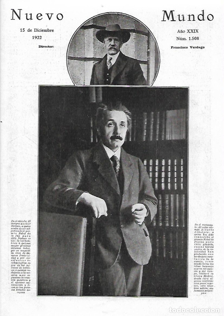 Coleccionismo: A&Ntilde;O 1922 RECORTE PRENSA PREMIOS NOBEL DOCTOR NANSEN NOBEL PAZ EINSTEIN NOBEL FISICA