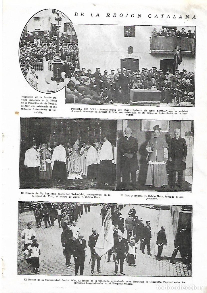Coleccionismo: A&Ntilde;O 1928 RECORTE PRENSA PREMIA DE MAR INAUGURACION ABASTECIMIENTO AGUA POTABLE FUENTE PUBLICA
