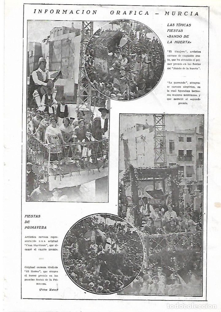 Collezionismo: A&Ntilde;O 1928 RECORTE PRENSA MURCIA FIESTAS TIPICAS BANDO DE LA HUERTA FIESTAS PRIMAVERA CARROZAS