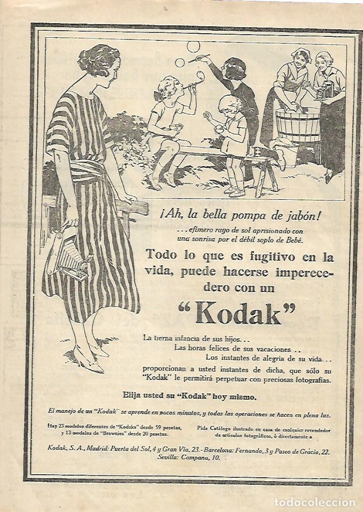 Collezionismo: A&Ntilde;O 1924 RECORTE PRENSA PUBLICIDAD KODAK CAMARA FOTOGRAFICA FOTOGRAFIA
