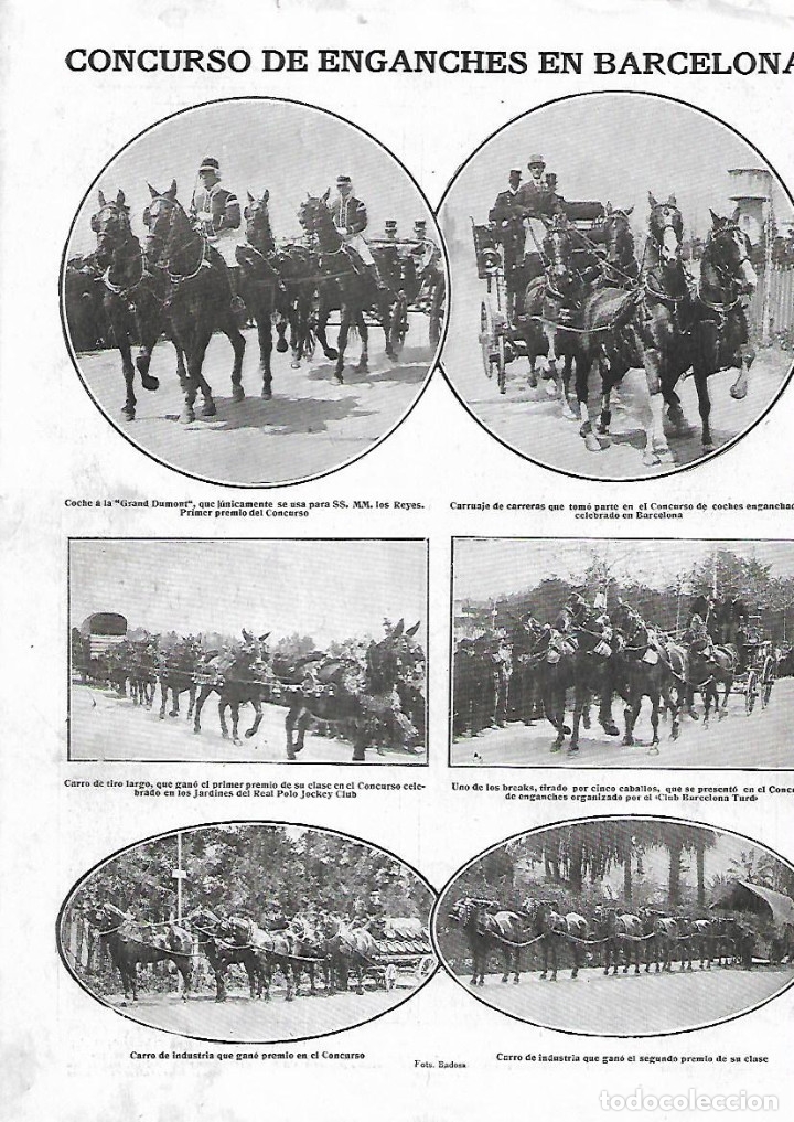 Collezionismo: A&Ntilde;O 1924 RECORTE PRENSA CONCURSO DE ENGANCHES BARCELONA CARROS CARRUAJES
