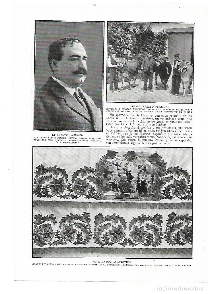 Collectionnisme: A&Ntilde;O 1914 RECORTE PRENSA NOVILLA CHOTOS JOSE BERNALDO DE QUIROS ARGUELLES PREMIOS EXPOSICION OVIEDO