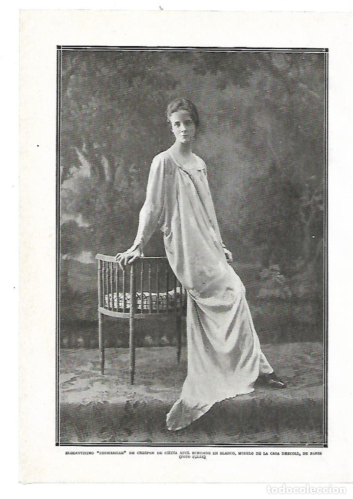 Collezionismo: A&Ntilde;O 1914 RECORTE PRENSA MODA MUJER DESHABILLE DE CRESPON DE CHINA MODELO CASA DECROLL PARIS
