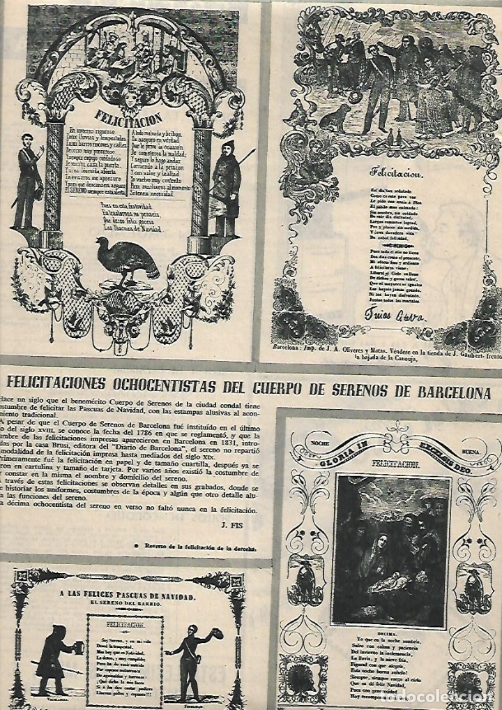 Collezionismo: A&Ntilde;O 1958 RECORTE PRENSA NAVIDAD FELICITACIONES OCHOCENTISTAS DEL CUERPO DE SERENOS DE BARCELONA