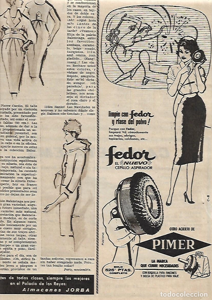 Collecting paper: A&Ntilde;O 1958 RECORTE PRENSA PUBLICIDAD CEPILLO ASPIRADOR FEDOR ACERO PIMER LIMPIEZA