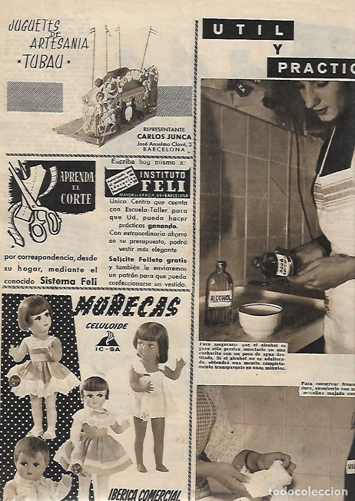 Colecionismo: A&Ntilde;O 1958 RECORTE PRENSA PUBLICIDAD JUGUETES DE ARTESANIA TUBAU CARLOS JUNCA BARCELONA