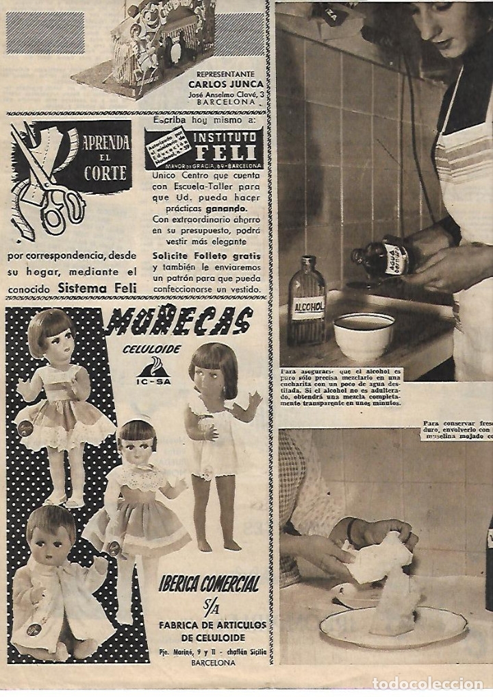 Collecting paper: A&Ntilde;O 1958 RECORTE PRENSA PUBLICIDAD JUGUETES MU&Ntilde;ECAS DE CELULOIDE IBERICA COMERCIAL BARCELONA
