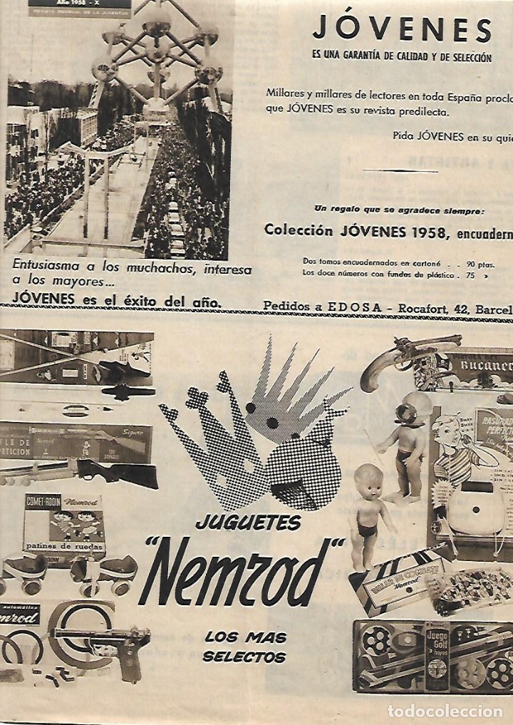 Coleccionismo: A&Ntilde;O 1958 RECORTE PRENSA PUBLICIDAD JUGUETES NEMROD RIFLES ESCOPETAS PATINES BUCANERO