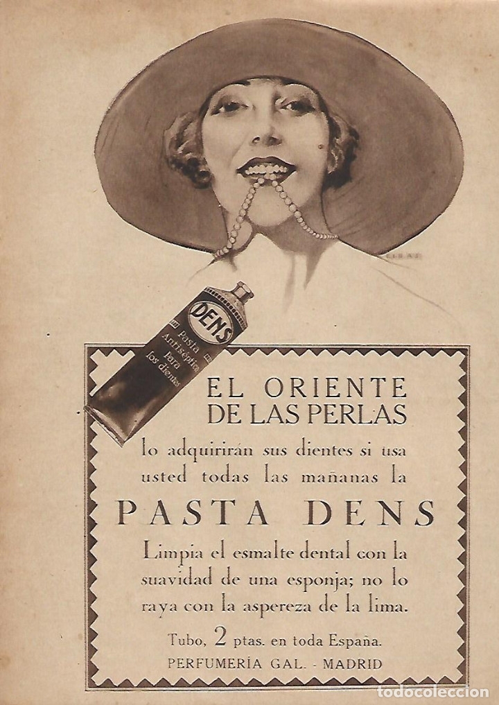 Collectionnisme: A&Ntilde;O 1924 RECORTE PRENSA PUBLICIDAD PASTA DENS DENTIFRICO PERFUMERIA GAL EL ORIENTE DE LAS PERLAS