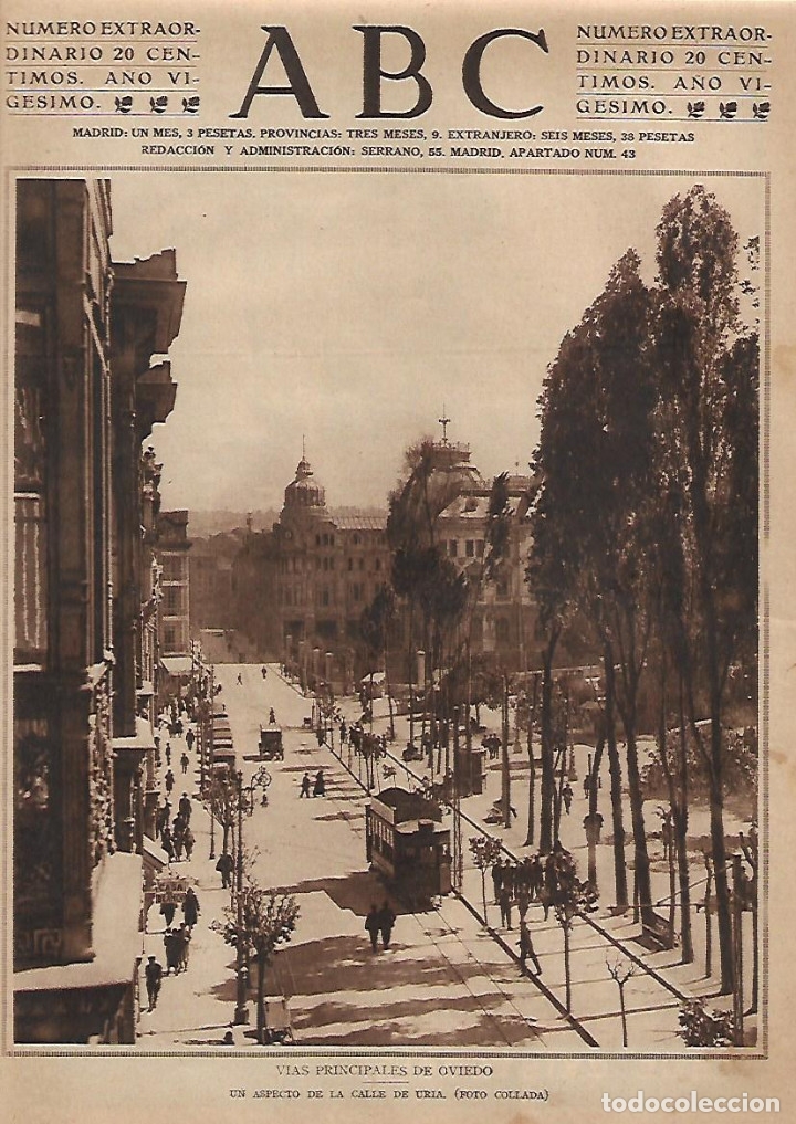 Collecting paper: A&Ntilde;O 1924 RECORTE PRENSA CALLE DE URIA VIAS PRINCIPALES DE OVIEDO TRANVIA FOTO COLLADA