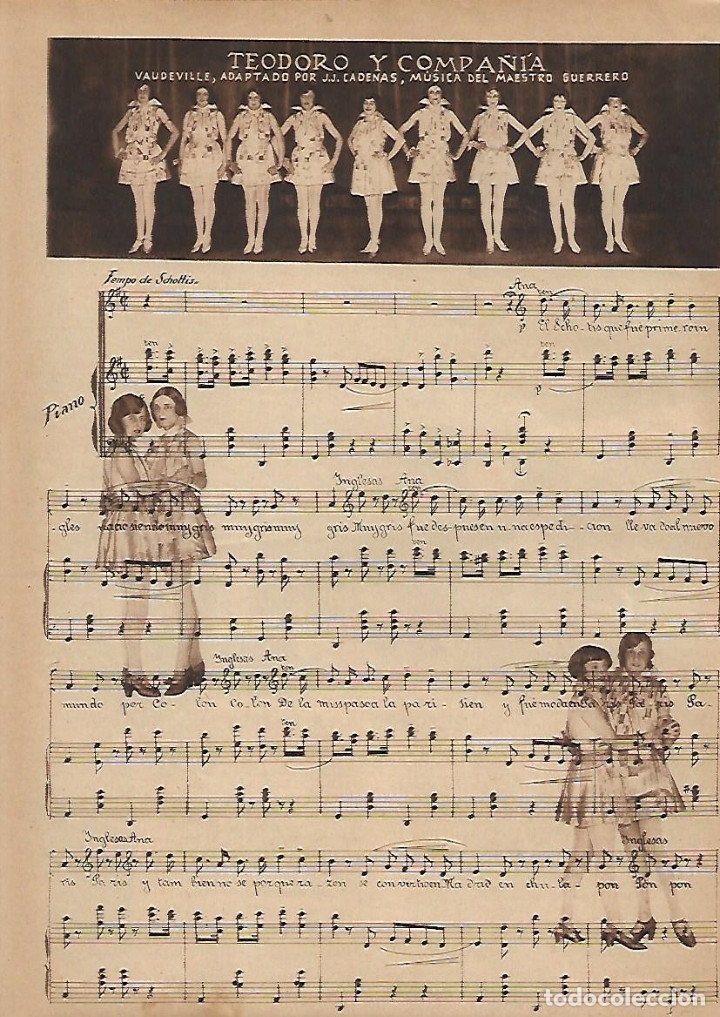 Coleccionismo: A&Ntilde;O 1924 MUSICA PARTITURA OBRA TEATRO VAUDEVILLE TEODORO Y COMPA&Ntilde;IA MAESTRO GUERRERO
