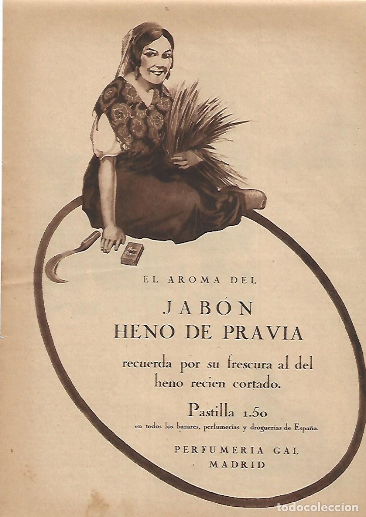 Collecting paper: A&Ntilde;O 1924 RECORTE PRENSA PUBLICIDAD PASTILLA DE JABON HENO DE PRAVIA PERFUMERIA GAL