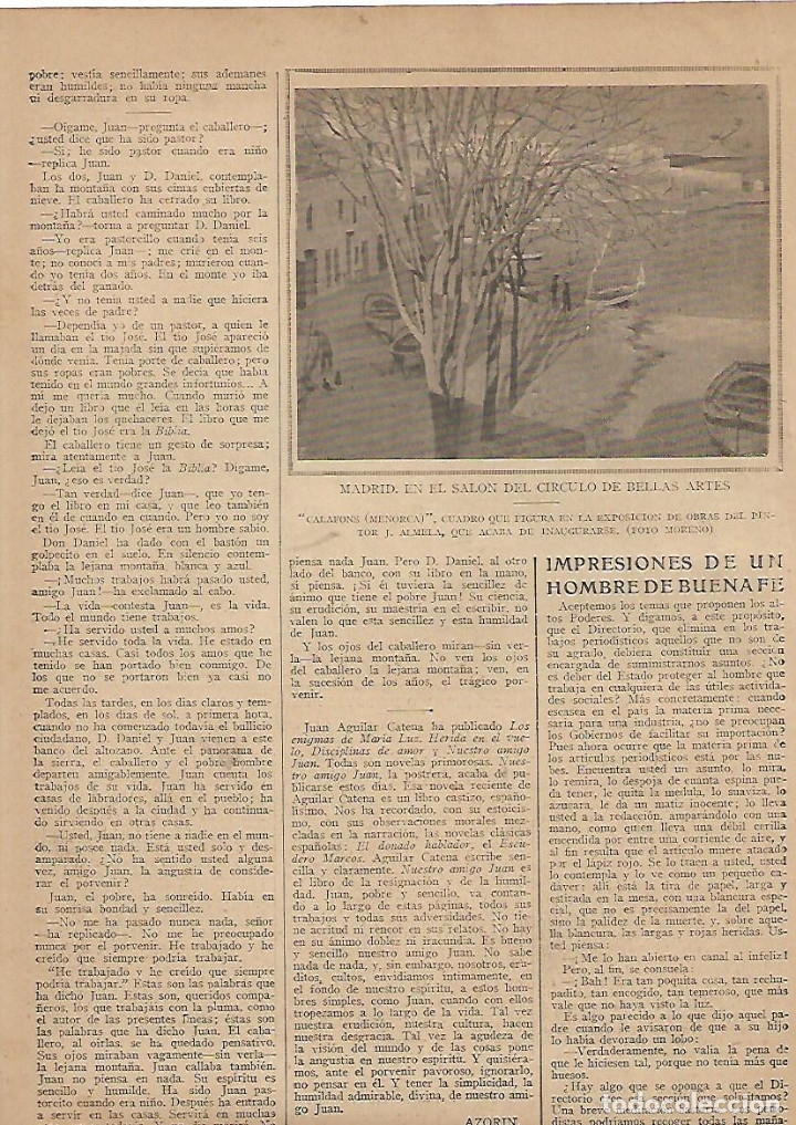 Collezionismo: A&Ntilde;O 1924 RECORTE PRENSA PINTURA CUADRO CALAFONS MENORCA PINTOR AMELA EXPOSICION MADRID