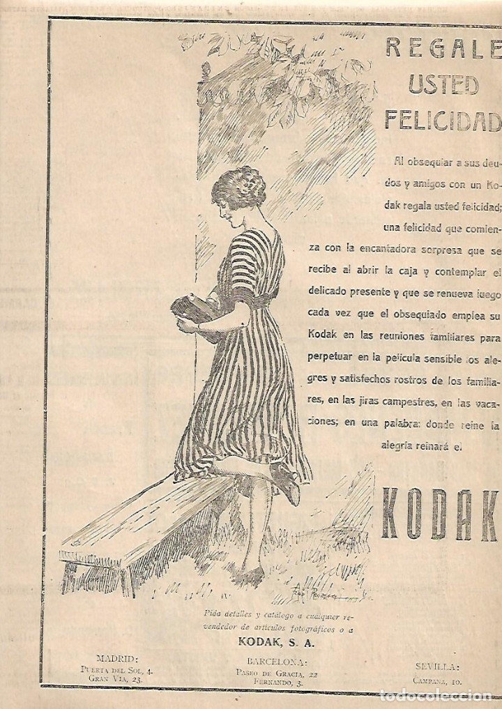 Colecionismo: A&Ntilde;O 1924 RECORTE PRENSA PUBLICIDAD KODAK CAMARA FOTOGRAFICA FOTOGRAFIA