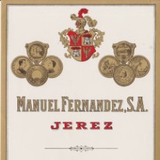 Coleccionismo: ETIQUETA DE VINO JEREZ - MANUEL FERNANDEZ - LIT.HURTADO - JEREZ
