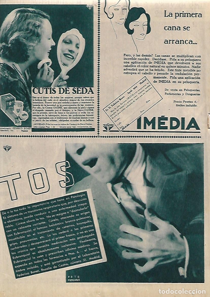 Colecionismo: A&Ntilde;O 1933 RECORTE PRENSA PUBLICIDAD EUBRONQUIOL TOS FARMACIA PRODUCTOS FARMACEUTICOS