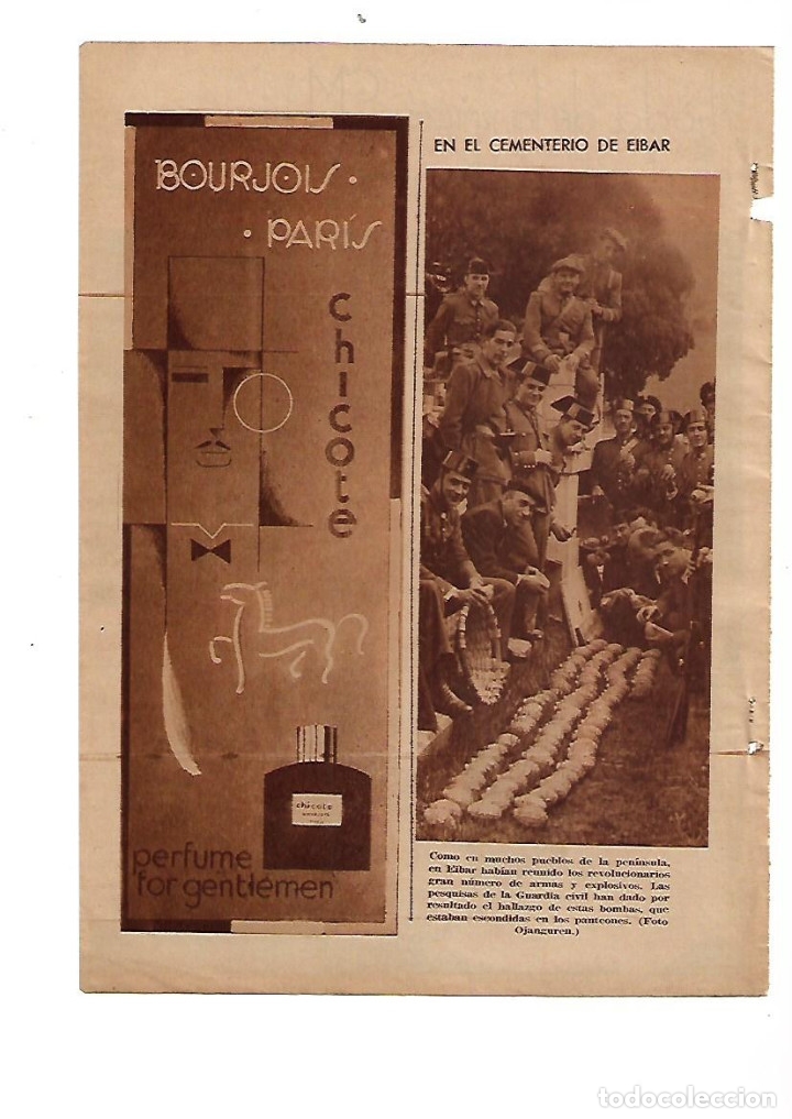 Collecting paper: A&Ntilde;O 1934 RECORTE PRENSA GUARDIA CIVIL HALLAZGO DE BOMBAS CEMENTERIO DE EIBAR FOTO OJANGUREN