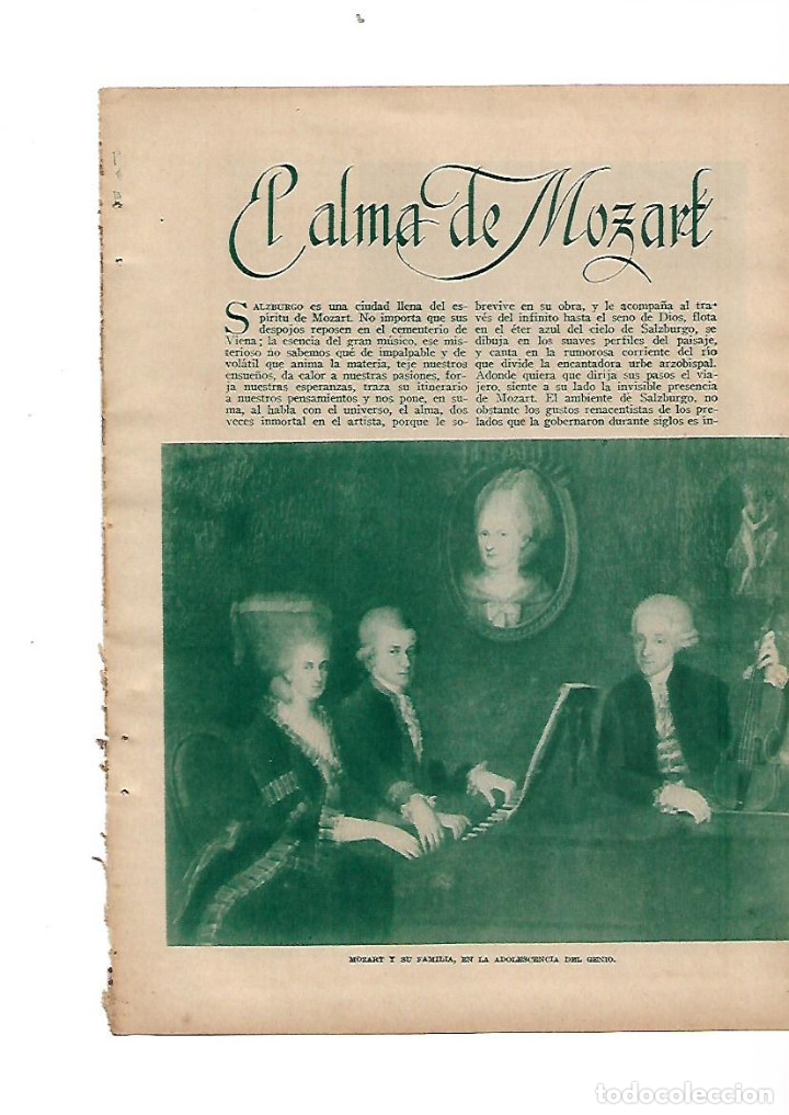 Collecting paper: A&Ntilde;O 1934 RECORTE PRENSA MUSICA EL ALMA DE MOZART