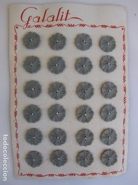 Coleccionismo: Blister completo con 24 botones gris claro galatita. Art Nouveau