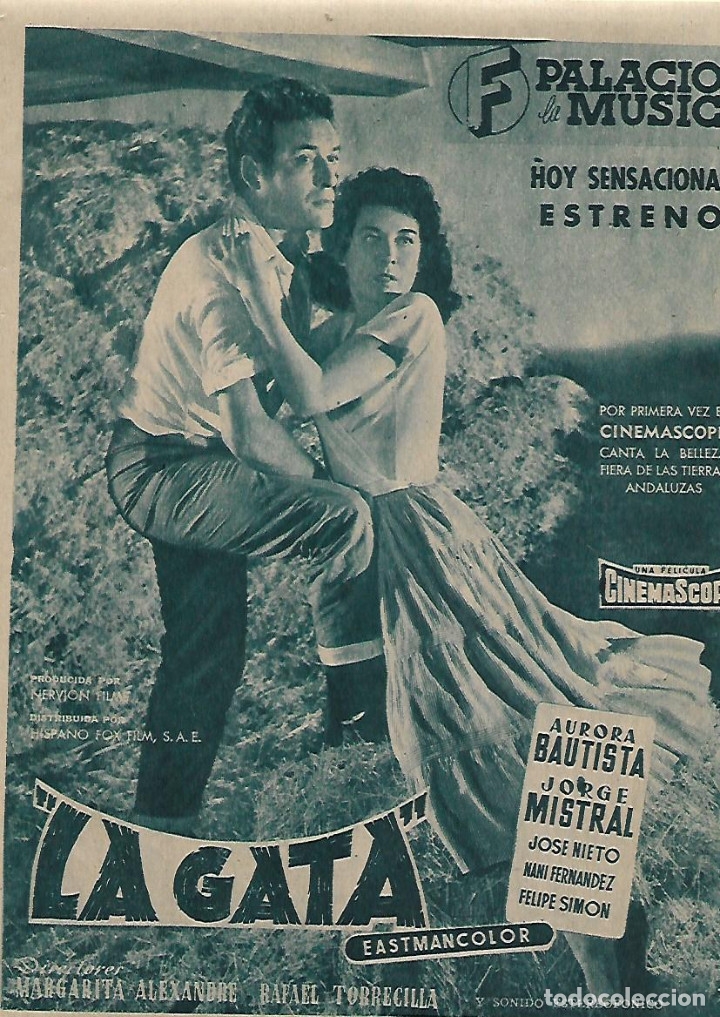 Coleccionismo: A&Ntilde;O 1956 RECORTE PRENSA PUBLICIDAD CINE ESPA&Ntilde;OL PELICULA LA GATA AURORA BAUTISTA JORGE MISTRAL