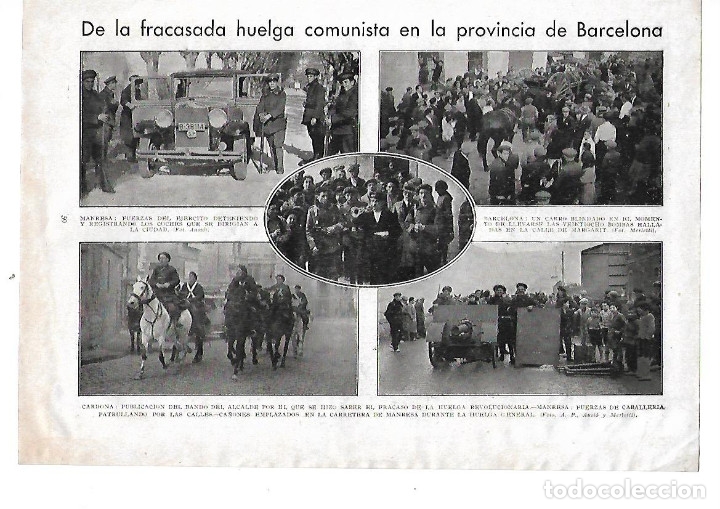 Coleccionismo: A&Ntilde;O 1932 RECORTE PRENSA FRACASO DE LA HUELGA COMUNISTA EN BARCELONA MANRESA CARDONA