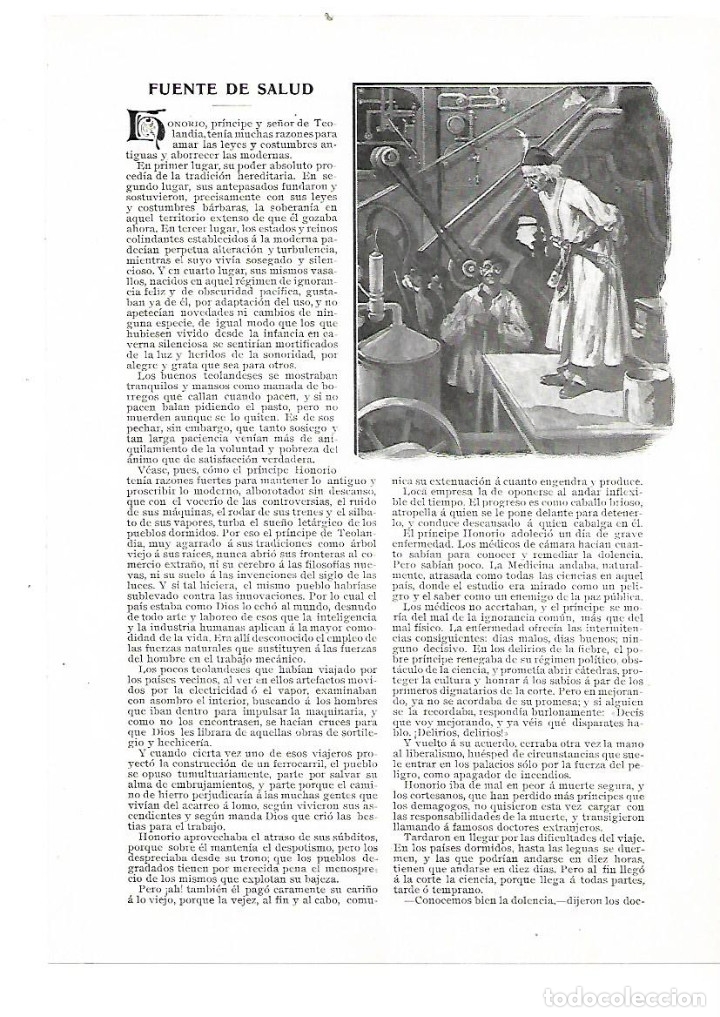 Colecionismo: A&Ntilde;O 1905  RELATO CORTO FUENTE DE SALUD HONORIO TEOLANDIA EUGENIO SELLES DIBUJO MENDEZ BRINGA