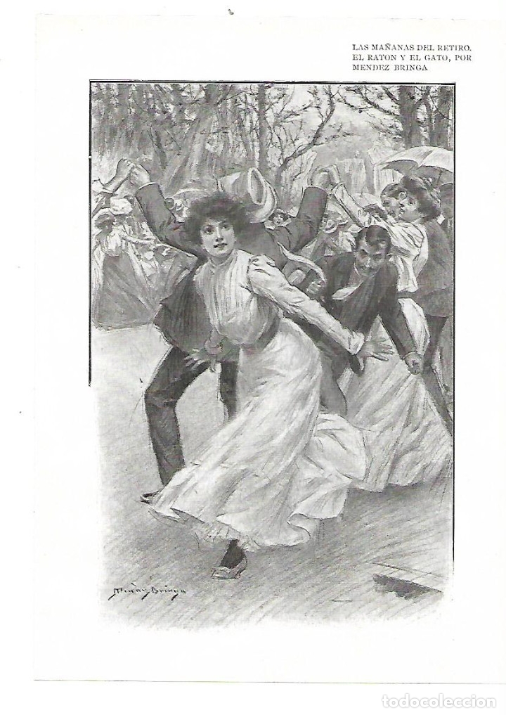 Colecionismo: A&Ntilde;O 1905 RECORTE PRENSA PINTURA DIBUJO LAMINA REPRODUCCION LAS  MA&Ntilde;ANAS DEL RETIRO MENDEZ BRINGA