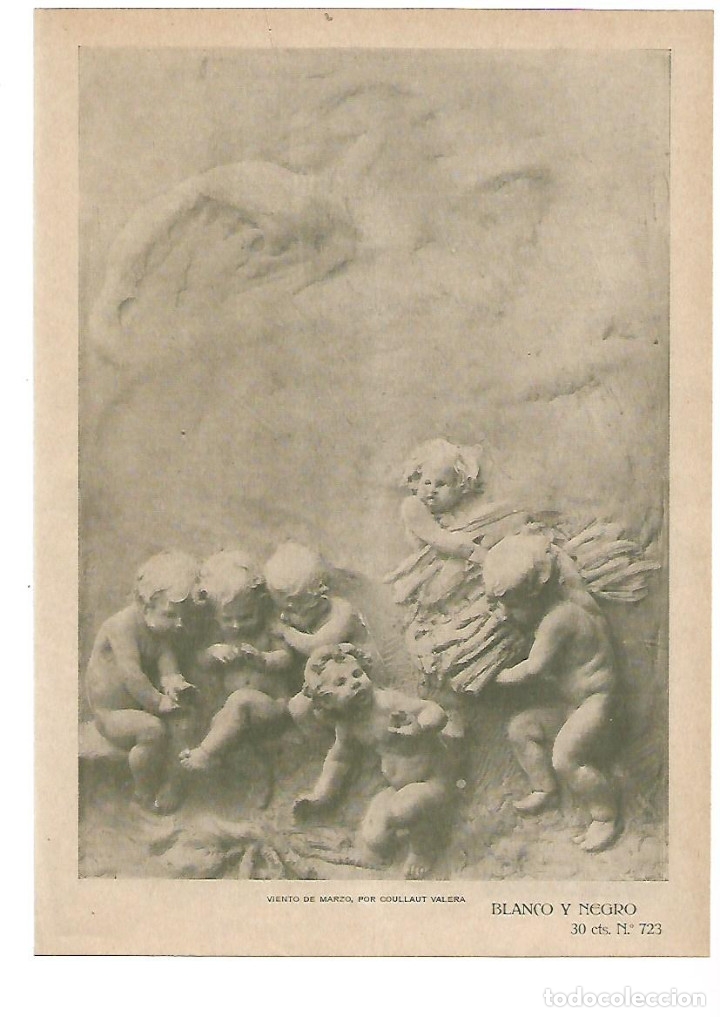 Colecionismo: A&Ntilde;O 1905 RECORTE PRENSA ESCULTURA VIENTO DE MARZO POR COULLAUT VALERA