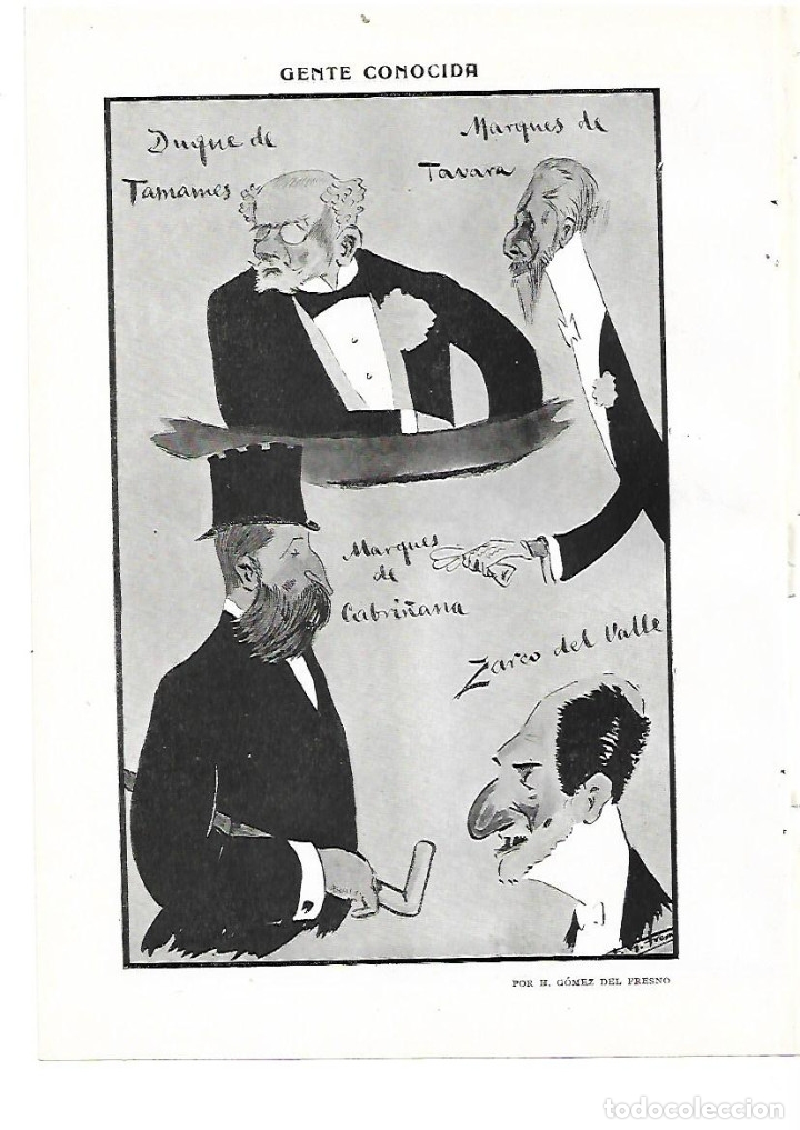 Collectionnisme: A&Ntilde;O 1905 DIBUJO CARICATURA FRESNO DUQUE TAMAMES MARQUES TAVARA ZARCO DEL VALLE MARQUES CABRI&Ntilde;ANA