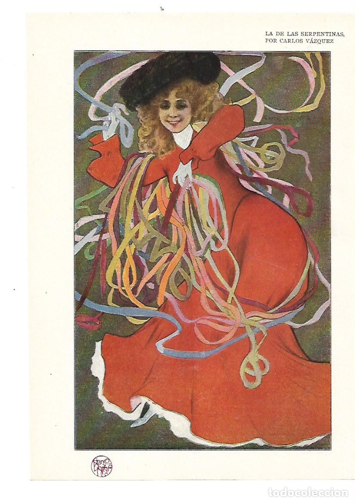 Colecionismo: A&Ntilde;O 1905 RECORTE PRENSA DIBUJO LAMINA LA DE LAS SERPENTINAS POR CARLOS VAZQUEZ