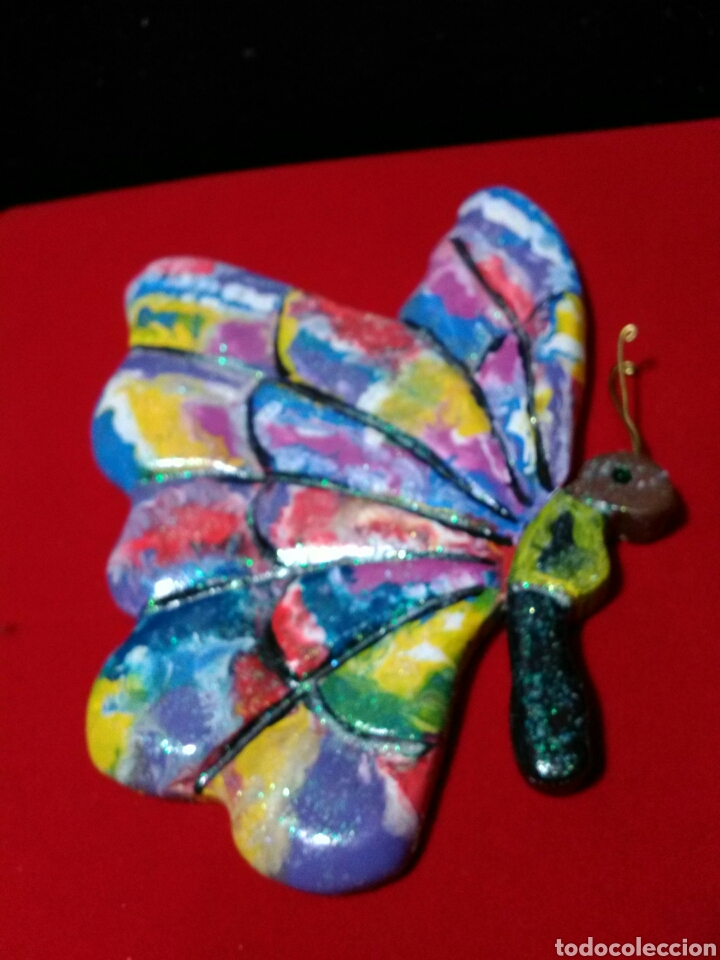 Coleccionismo: MARIPOSA DE LA SUERTE. TALLADA MADERA. - Foto 4