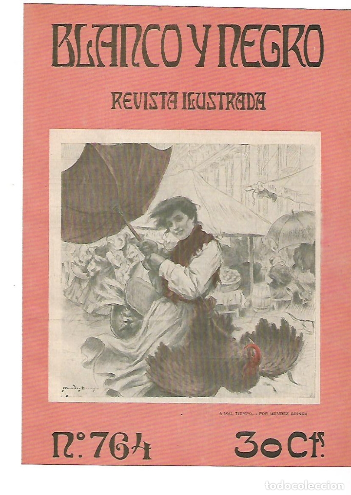 Collezionismo: A&Ntilde;O 1905 RECORTE PRENSA DIBUJO MAL TIEMPO POR MENDEZ BRINGA PORTADA MODERNISTA