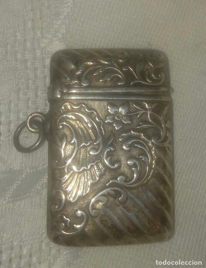 Coleccionismo: Antiguo cerillero de plata - Foto 1