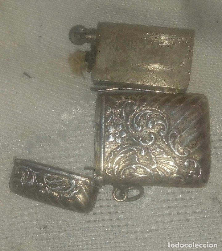 Coleccionismo: Antiguo cerillero de plata - Foto 2