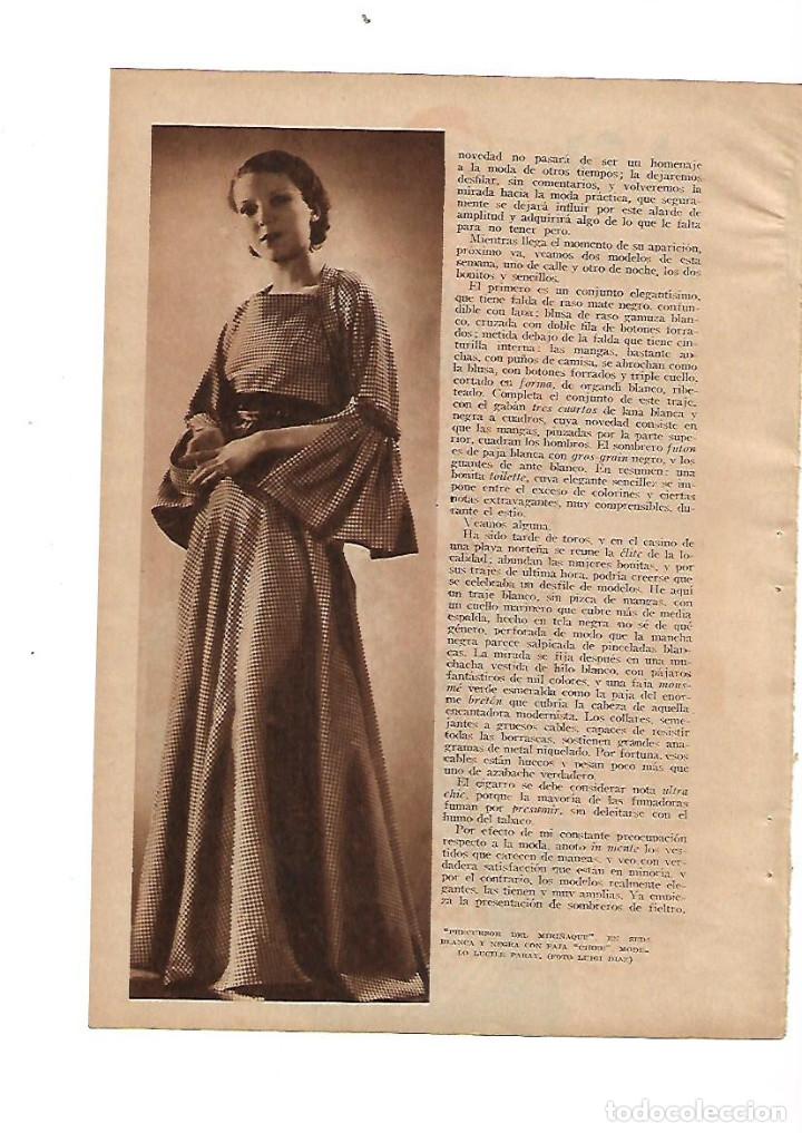 Collezionismo: A&Ntilde;O 1934 RECORTE PRENSA MODA MUJER PRECURSOR DEL MIRI&Ntilde;AQUE SEDA FAJA CIREE MODELO LUCILE PARAY