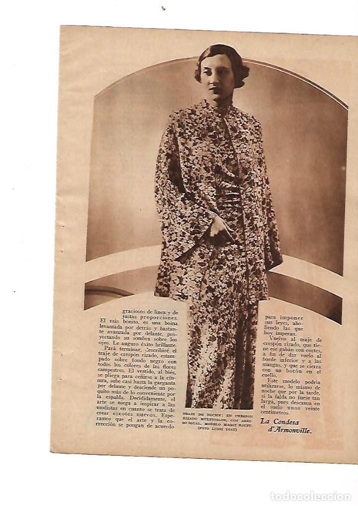 Collezionismo: A&Ntilde;O 1934 RECORTE PRENSA MODA MUJER TRAJE DE NOCHE CRESPON RIZADO ABRIGO MODELO MAGGY ROUFF