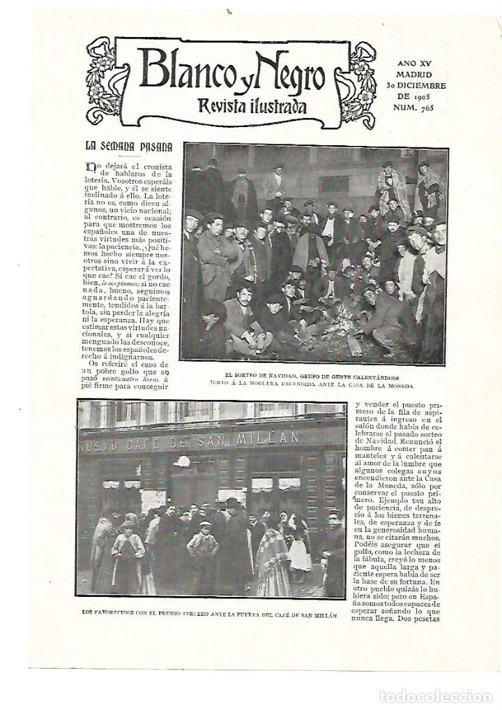 Colecionismo: A&Ntilde;O 1905 RECORTE PRENSA LOTERIA NAVIDAD MADRID CAFE DE SAN MILLAN HOGUERA CASA DE LA MONEDA