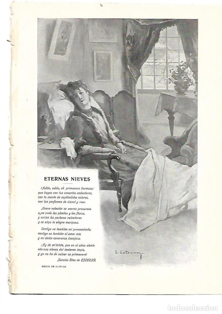 Collezionismo: A&Ntilde;O 1905 RECORTE PRENSA POESIA ETERNAS NIEVES POR NARCISO DIAZ DE ESCOBAR DIBUJO ESTEVAN
