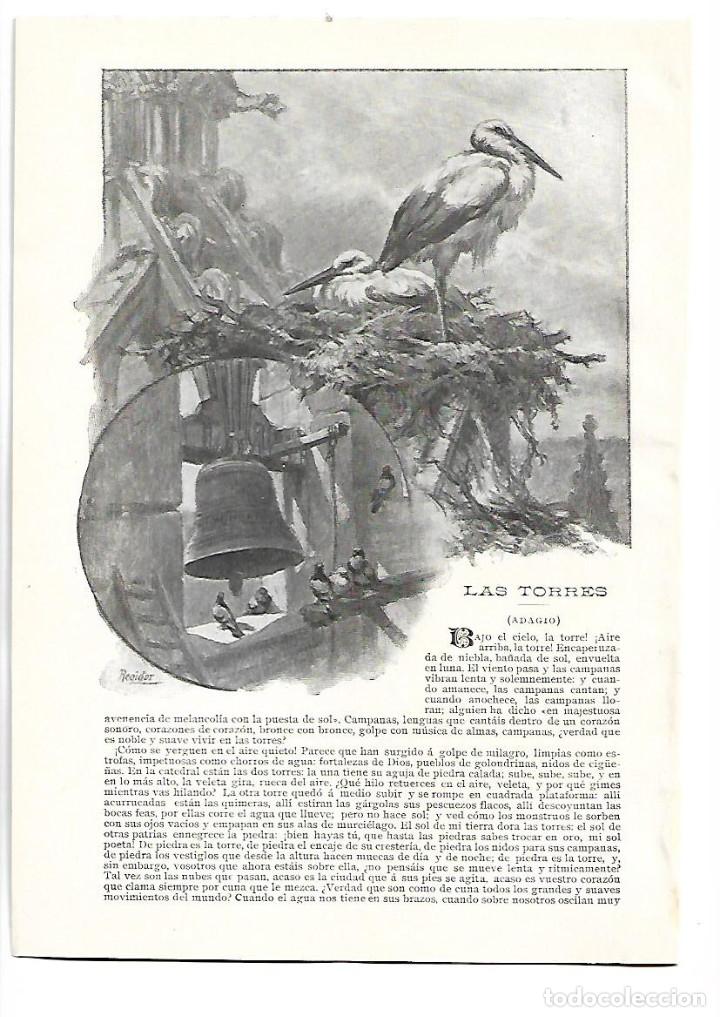Collectionnisme: A&Ntilde;O 1905 RECORTE PRENSA RELATO CORTO ADAGIO LAS TORRES POR MARTINEZ SIERRA DIBUJO REGIDOR