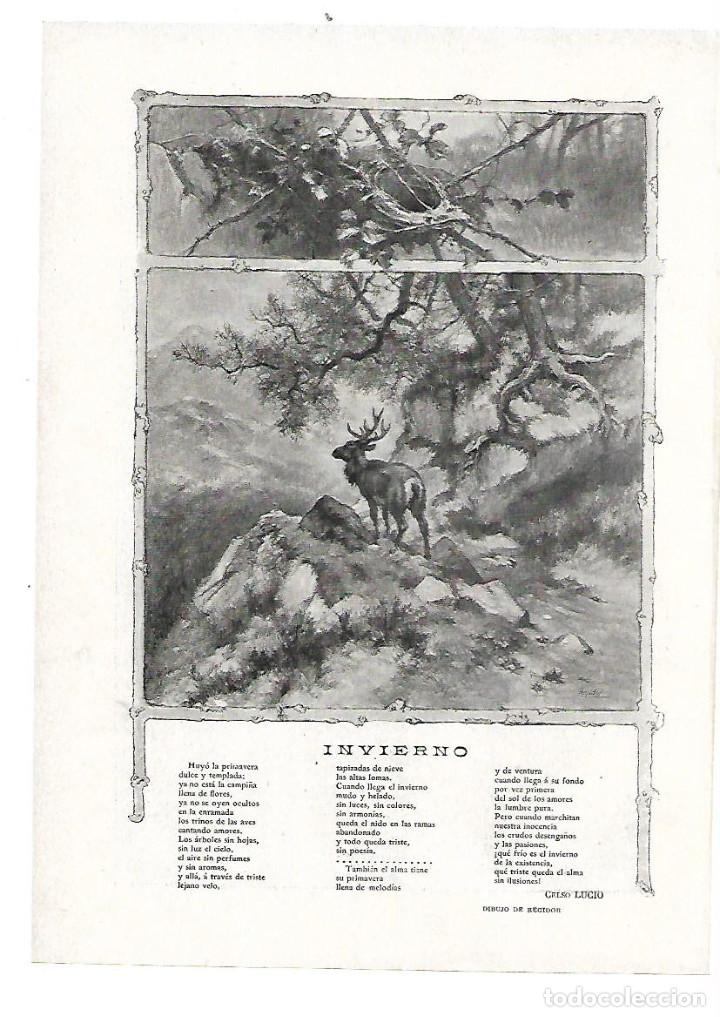 Collezionismo: A&Ntilde;O 1905 RECORTE PRENSA POESIA INVIERNO POR CELSO LUCIO DIBUJO DE REGIDOR ILUSTRACION